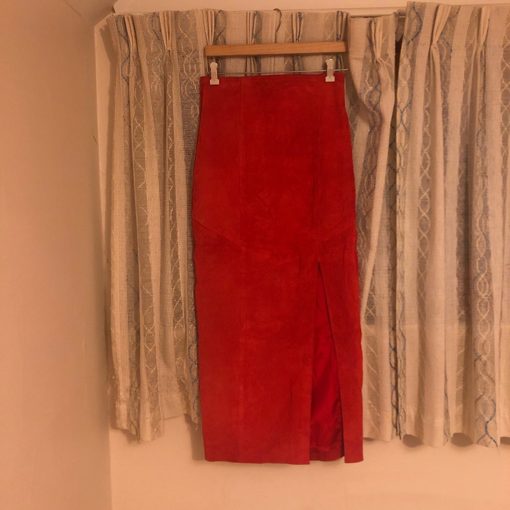 Suede maxi skirt